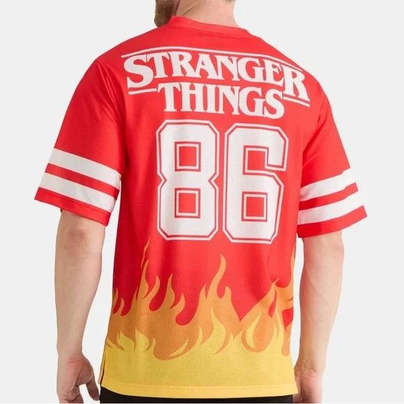 Stranger Things Red and Yellow Men's Jersey Sixe L NWT - Picture 1 of 4
